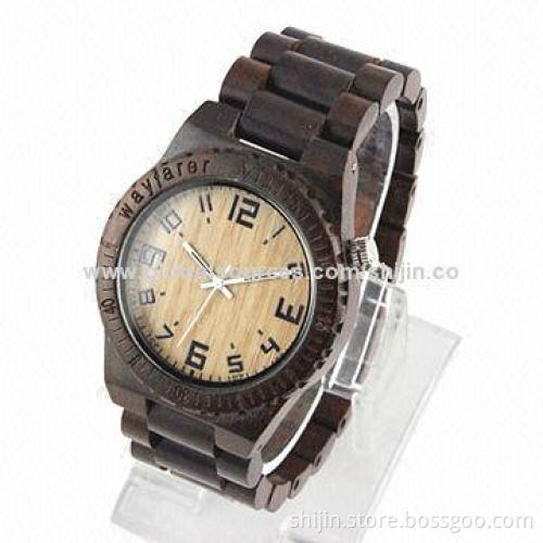 Wooden watch in black sandalwood, OEM orders are welcome, made in China